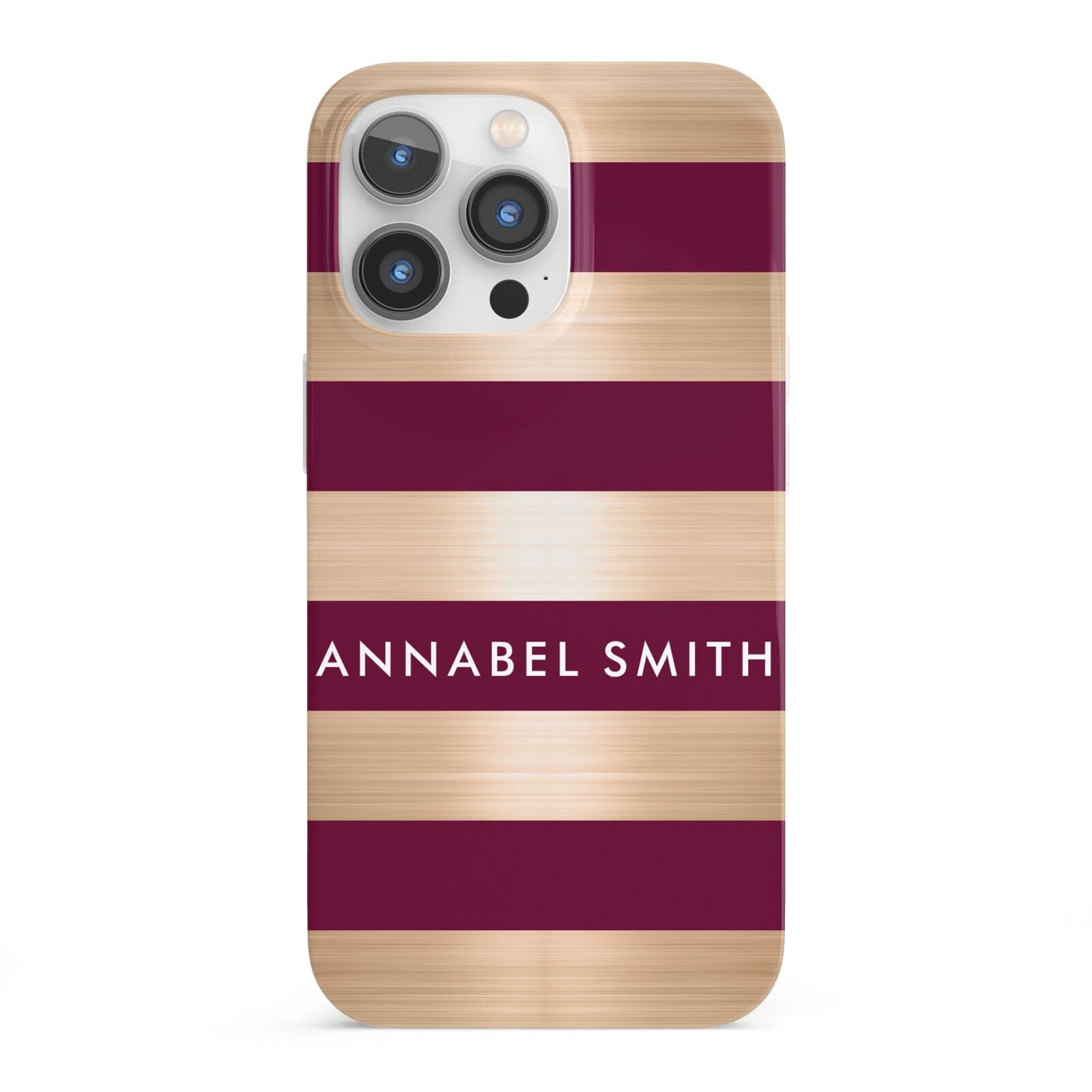 Personalised Burgundy Gold Name Initials iPhone 13 Pro Full Wrap 3D Snap Case