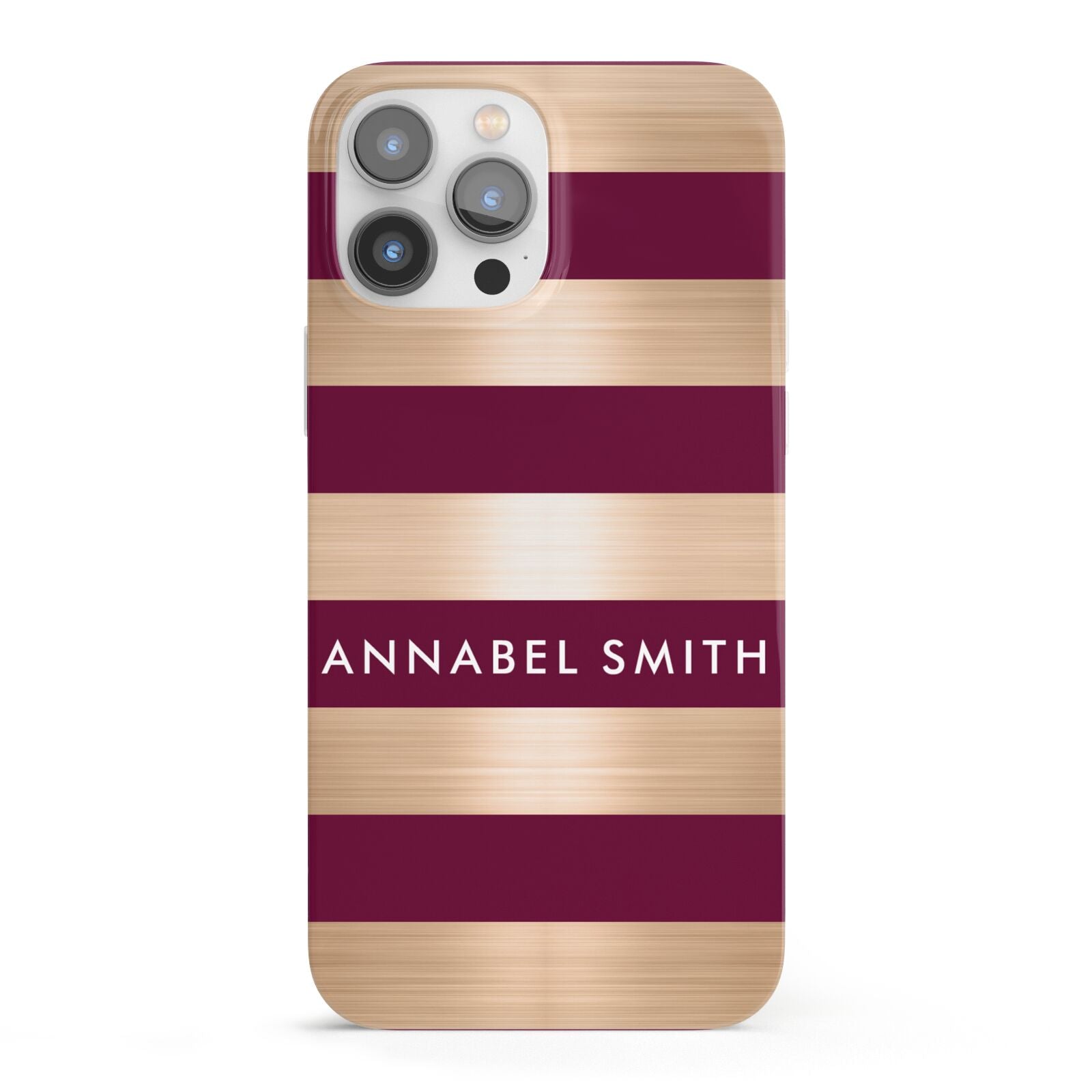 Personalised Burgundy Gold Name Initials iPhone 13 Pro Max Full Wrap 3D Snap Case