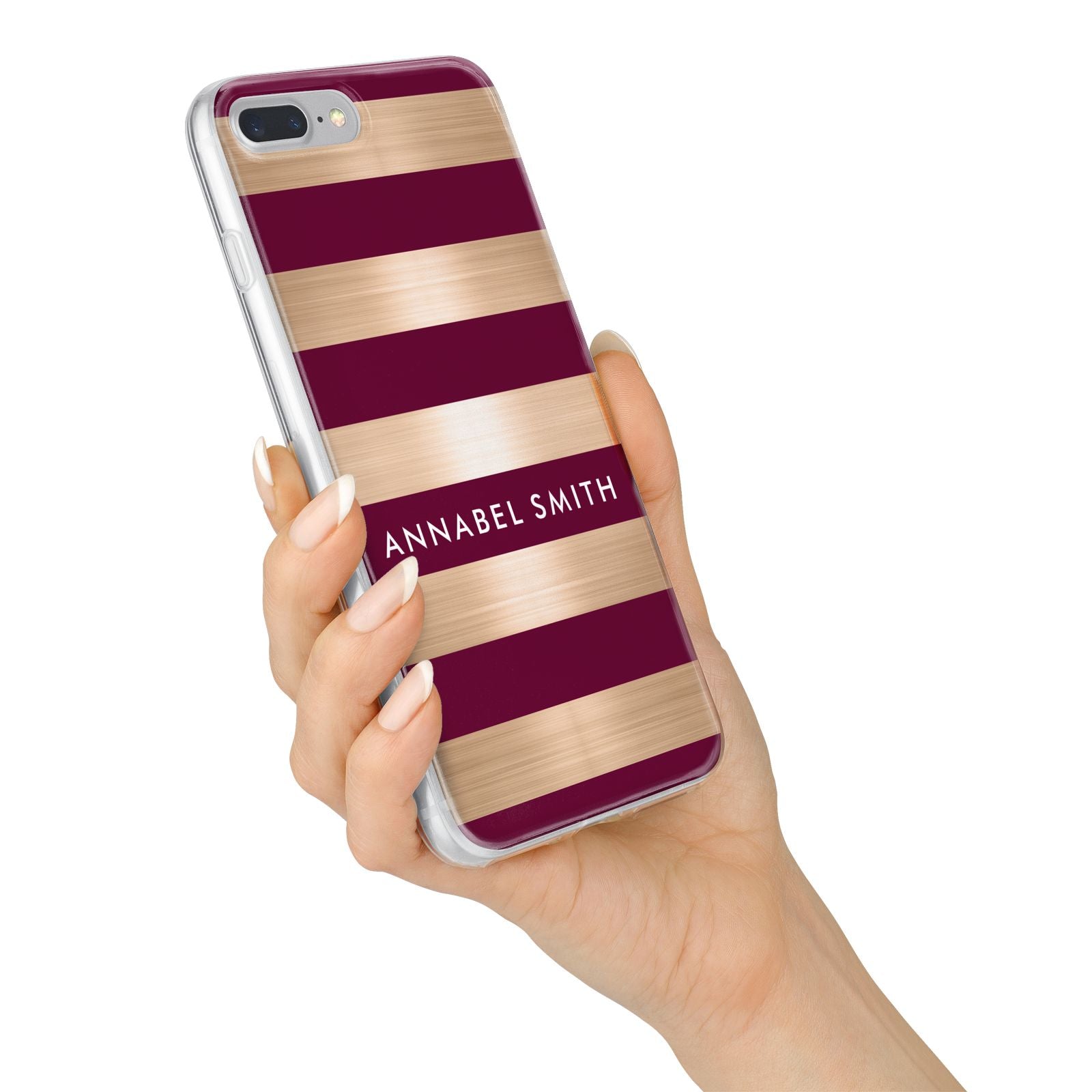 Personalised Burgundy Gold Name Initials iPhone 7 Plus Bumper Case on Silver iPhone Alternative Image