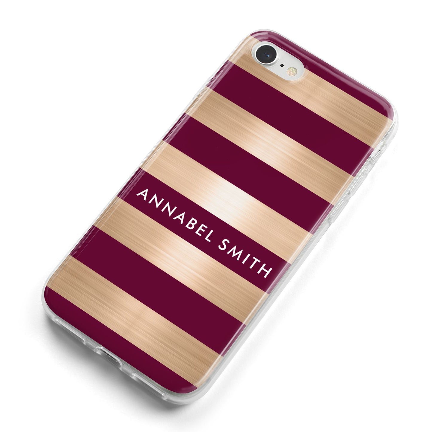 Personalised Burgundy Gold Name Initials iPhone 8 Bumper Case on Silver iPhone Alternative Image