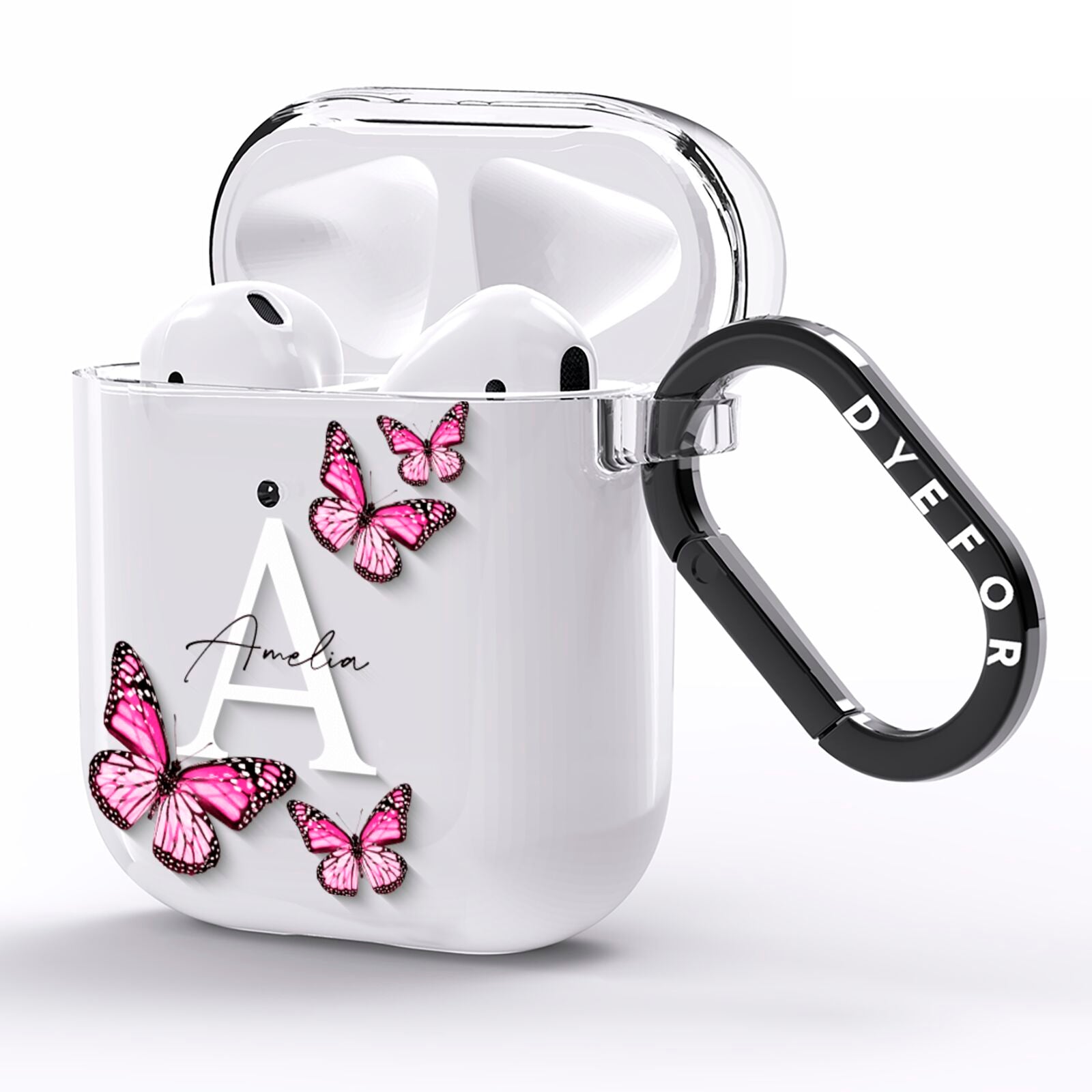 Personalised Butterfly AirPods Clear Case Side Image