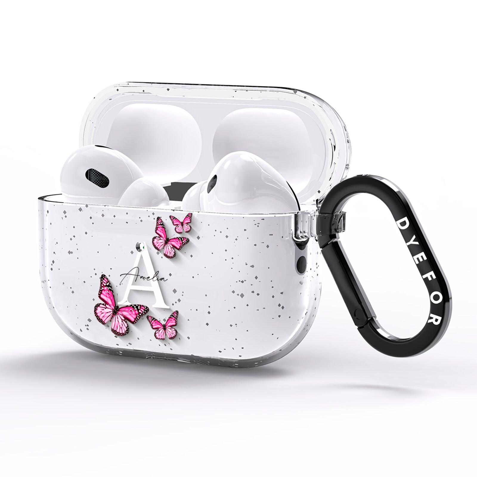 Personalised Butterfly AirPods Pro Glitter Case Side Image
