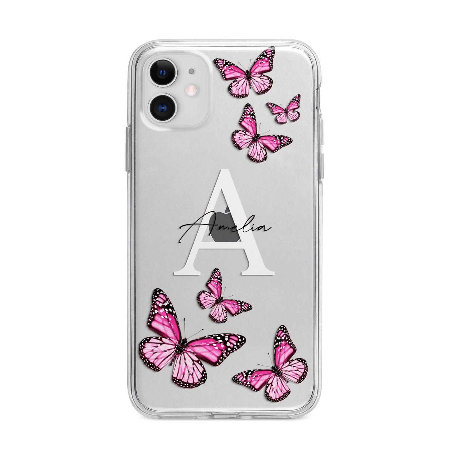 Personalised Butterfly Apple iPhone 11 in White with Bumper Case