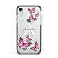 Personalised Butterfly Apple iPhone XR Impact Case Black Edge on Silver Phone