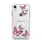 Personalised Butterfly Apple iPhone XR Impact Case Pink Edge on Silver Phone
