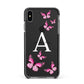 Personalised Butterfly Apple iPhone Xs Max Impact Case Black Edge on Black Phone