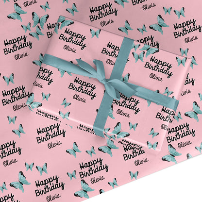 Personalised Butterfly Birthday Custom Wrapping Paper