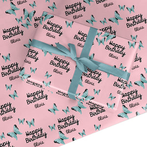 Personalised Butterfly Birthday Wrapping Paper