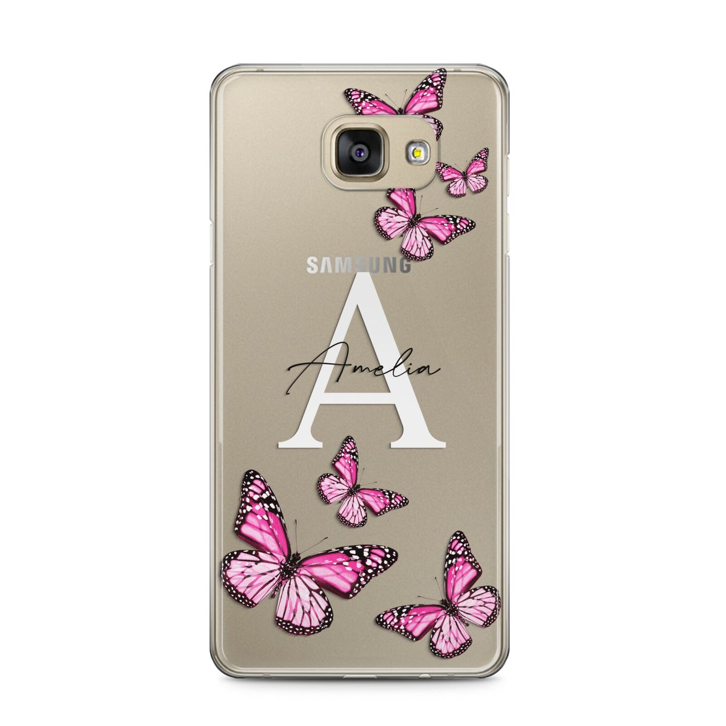 Personalised Butterfly Samsung Galaxy A5 2016 Case on gold phone