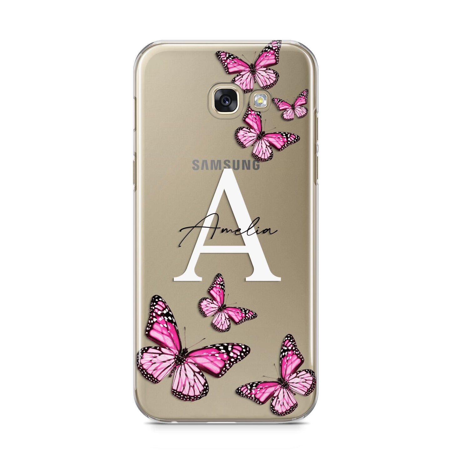 Personalised Butterfly Samsung Galaxy A5 2017 Case on gold phone