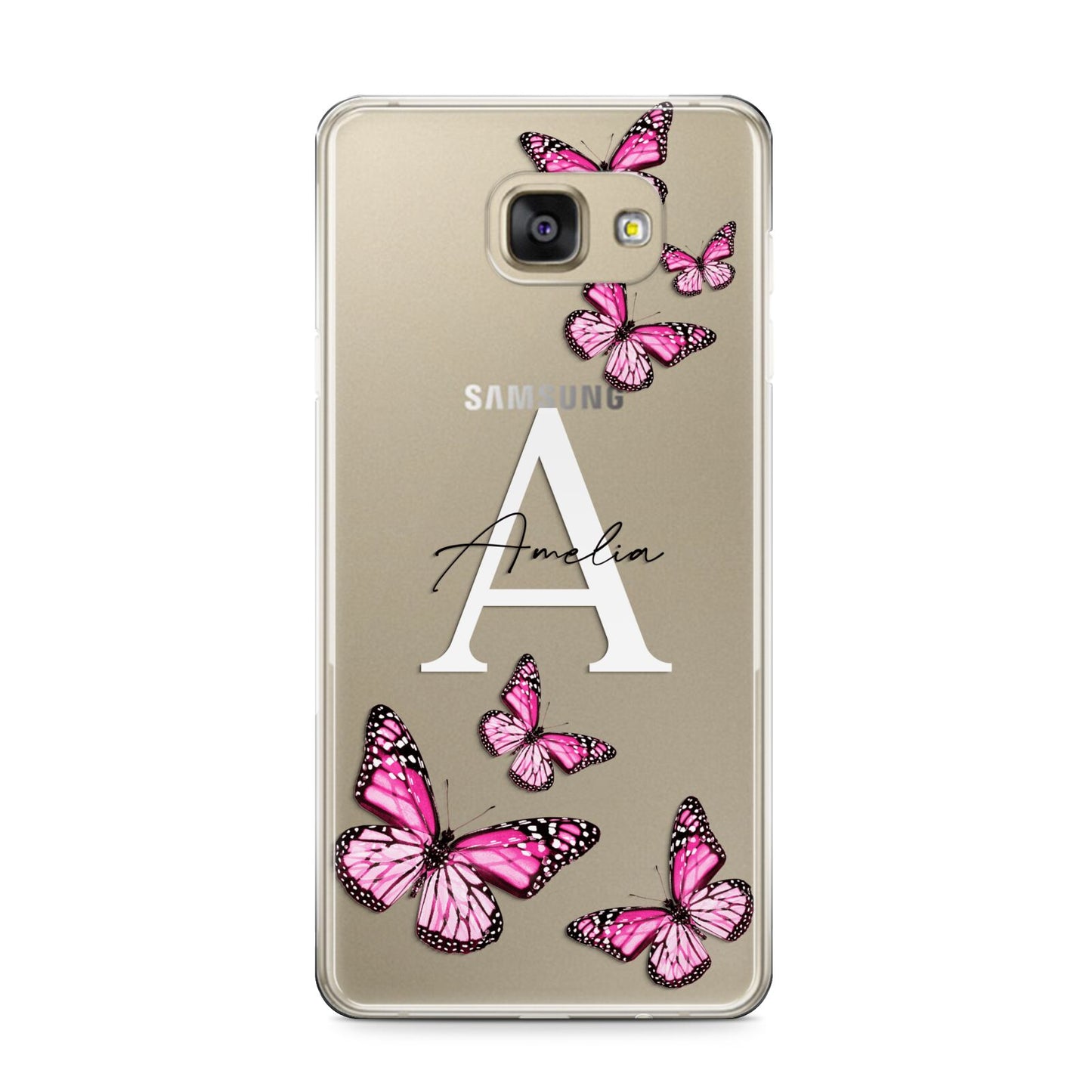 Personalised Butterfly Samsung Galaxy A9 2016 Case on gold phone
