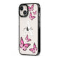 Personalised Butterfly iPhone 13 Black Impact Case Side Angle on Silver phone