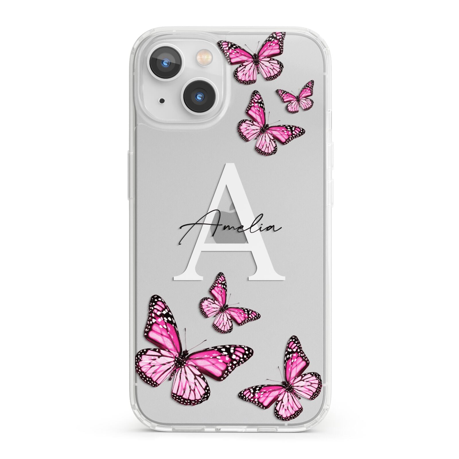 Personalised Butterfly iPhone 13 Clear Bumper Case