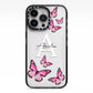 Personalised Butterfly iPhone 13 Pro Black Impact Case on Silver phone