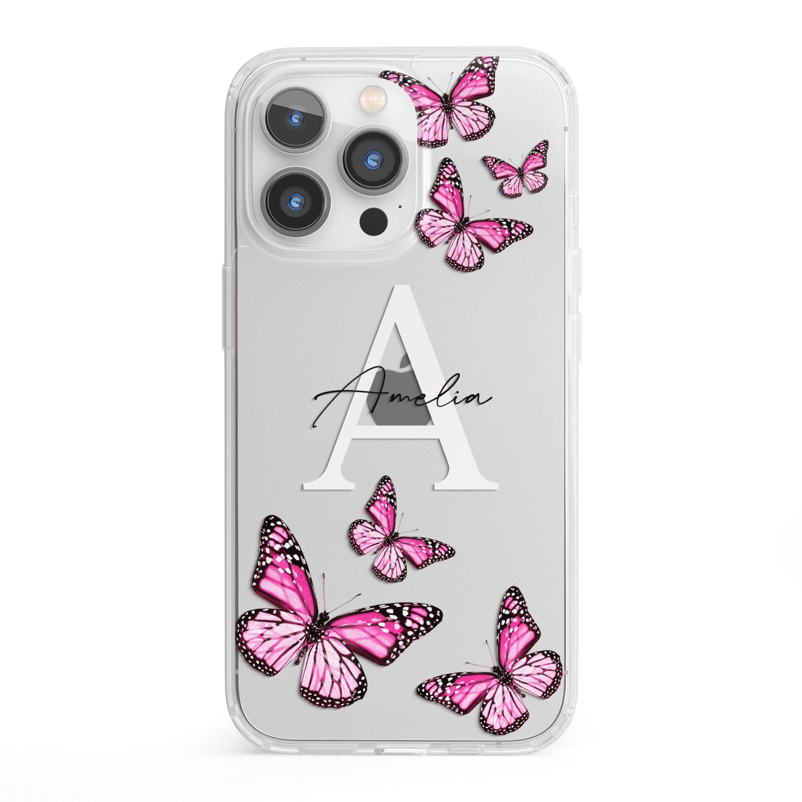 Personalised Butterfly iPhone 13 Pro Clear Bumper Case