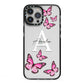 Personalised Butterfly iPhone 13 Pro Max Black Impact Case on Silver phone
