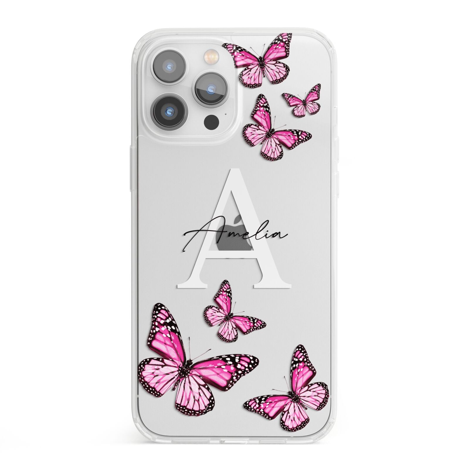 Personalised Butterfly iPhone 13 Pro Max Clear Bumper Case