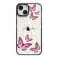 Personalised Butterfly iPhone 14 Black Impact Case on Silver phone