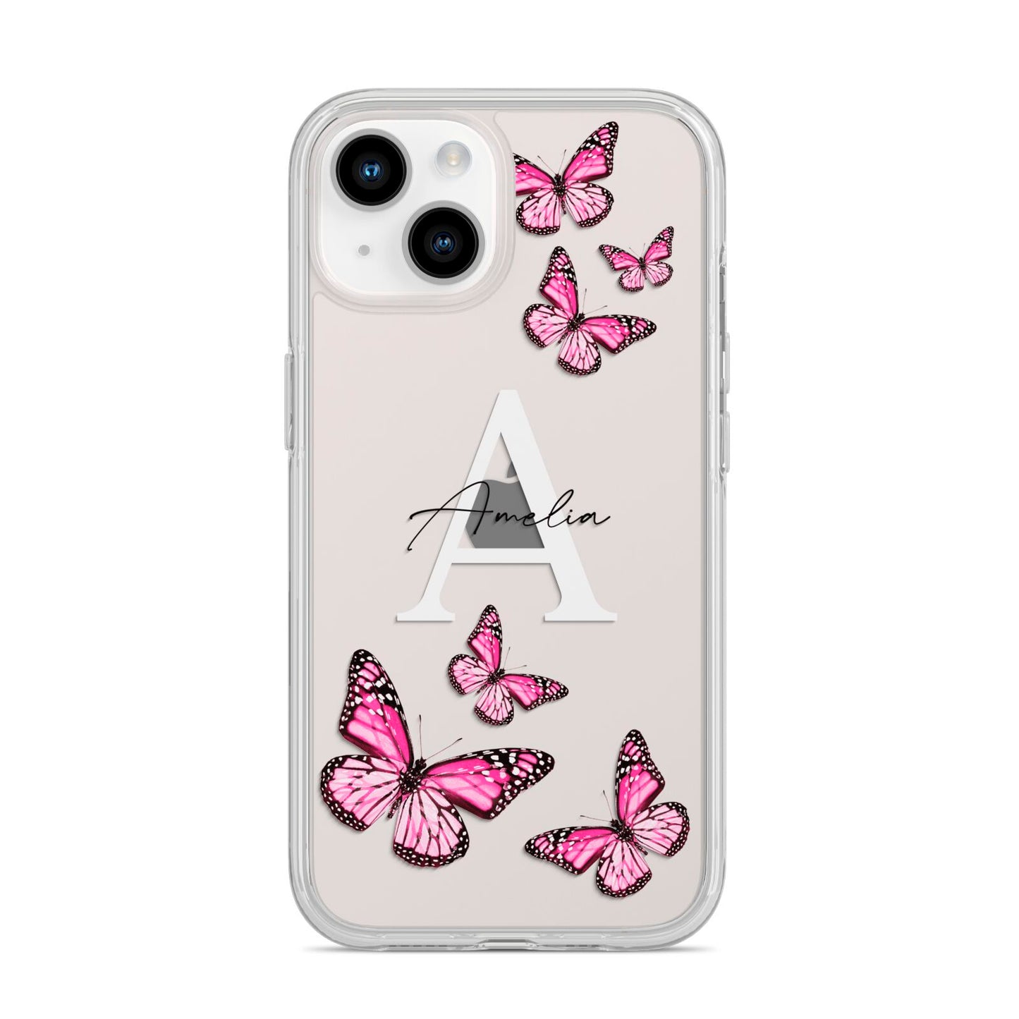 Personalised Butterfly iPhone 14 Clear Tough Case Starlight