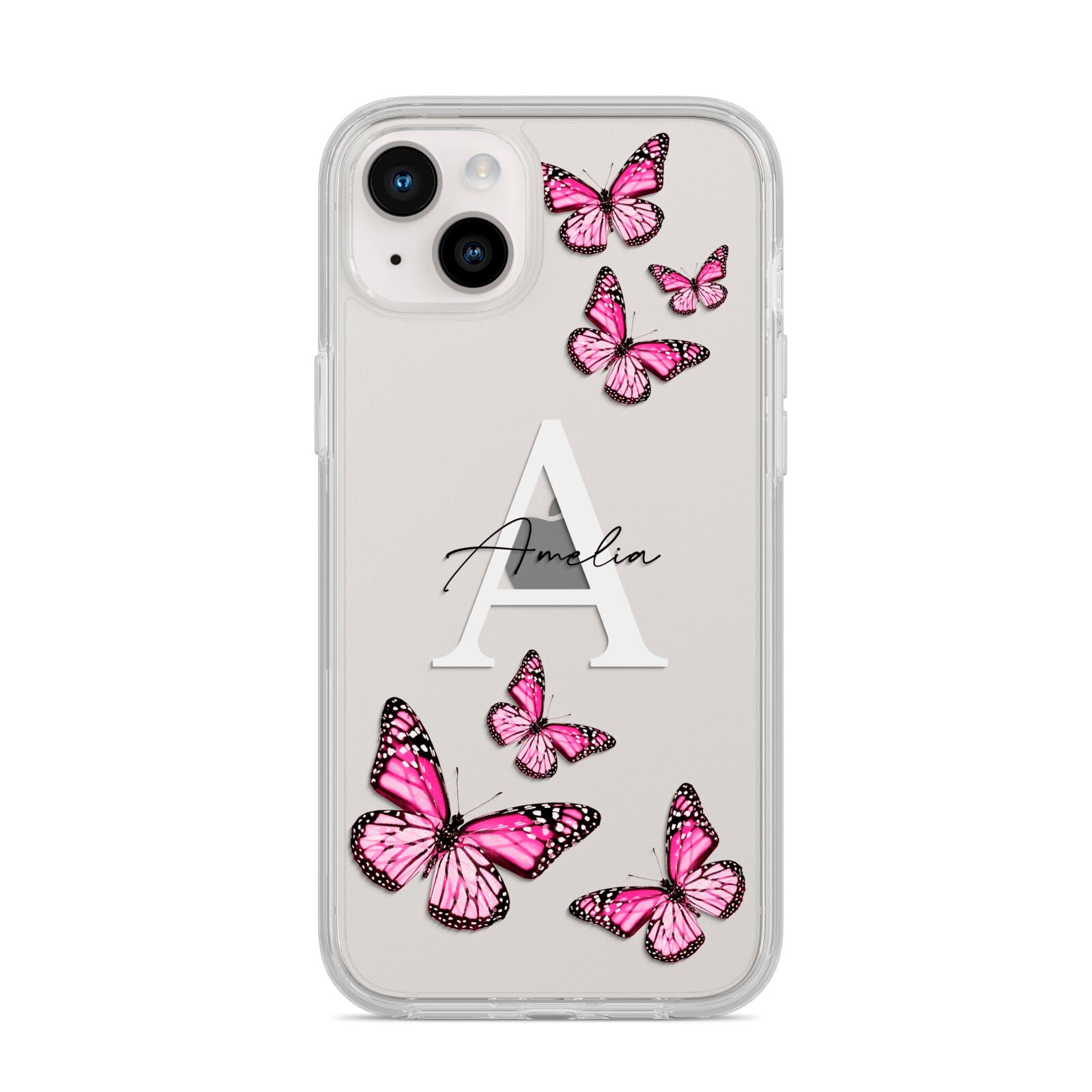 Personalised Butterfly iPhone 14 Plus Clear Tough Case Starlight