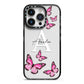 Personalised Butterfly iPhone 14 Pro Black Impact Case on Silver phone