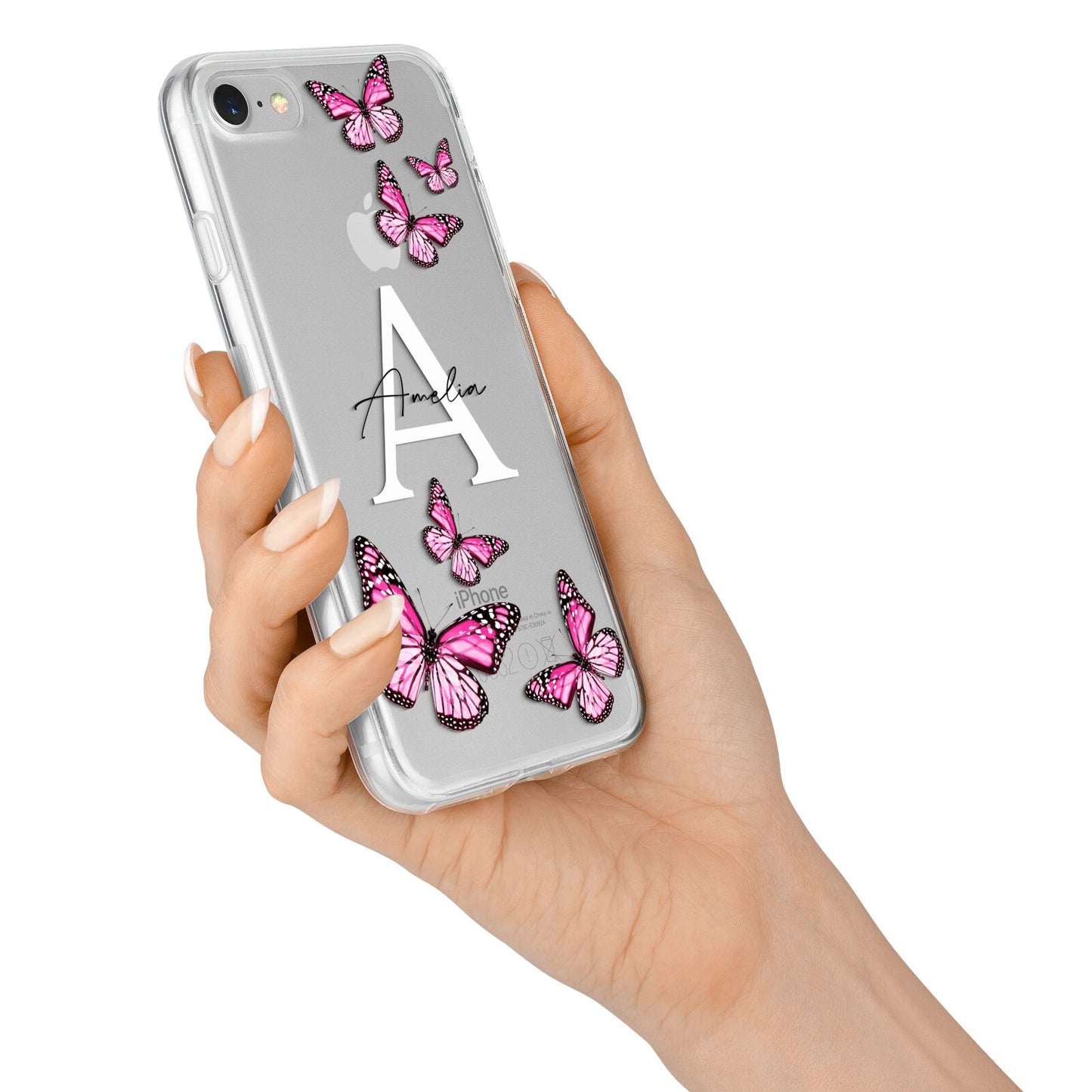 Personalised Butterfly iPhone 7 Bumper Case on Silver iPhone Alternative Image