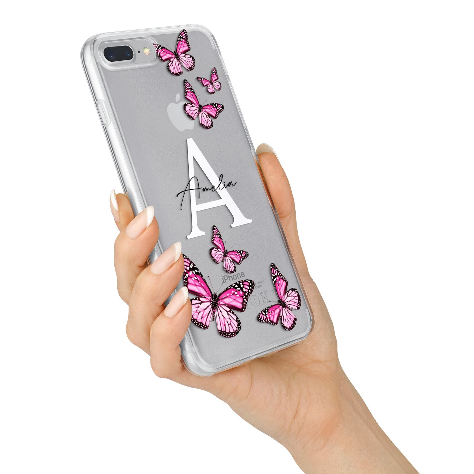 Personalised Butterfly iPhone 7 Plus Bumper Case on Silver iPhone Alternative Image