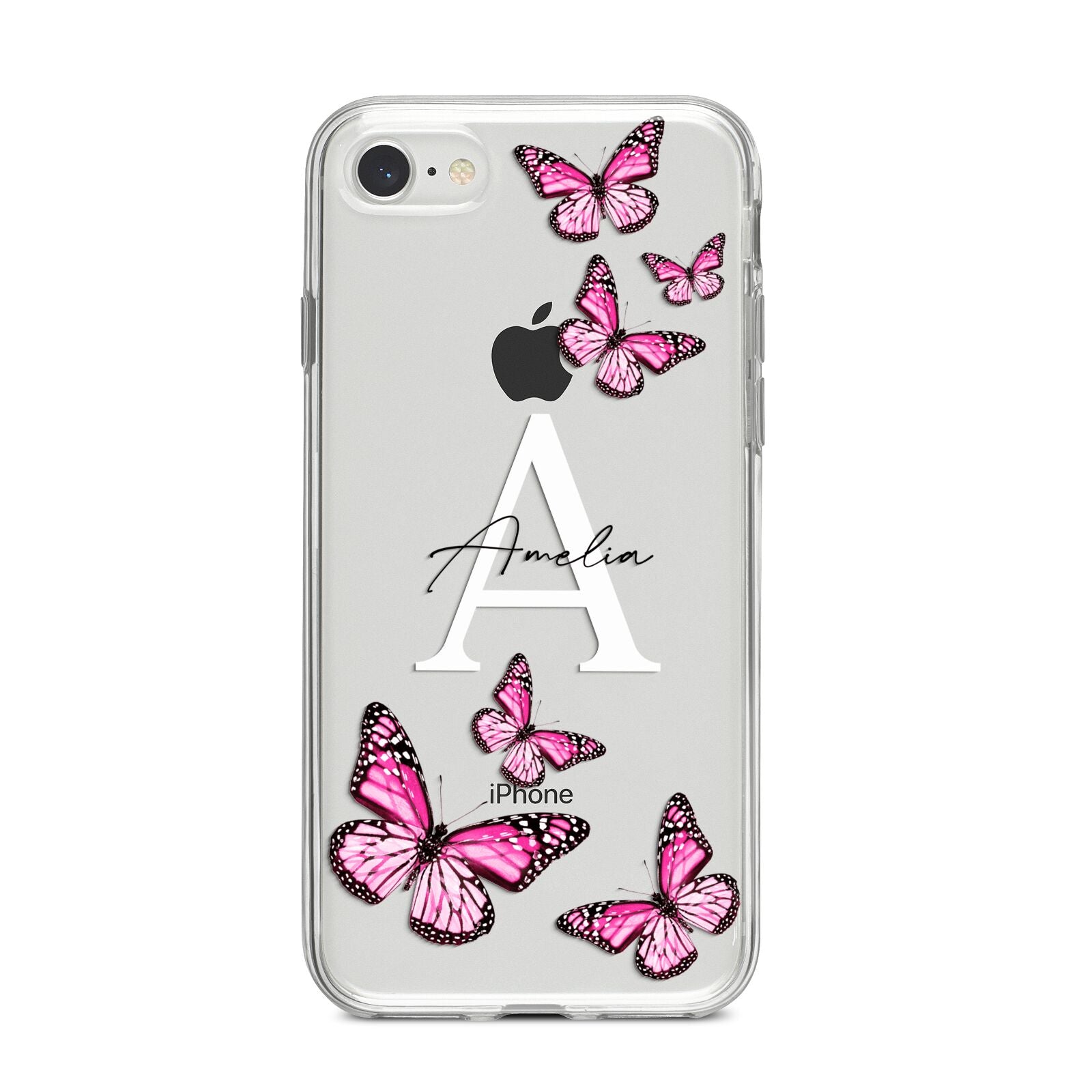 Personalised Butterfly iPhone 8 Bumper Case on Silver iPhone