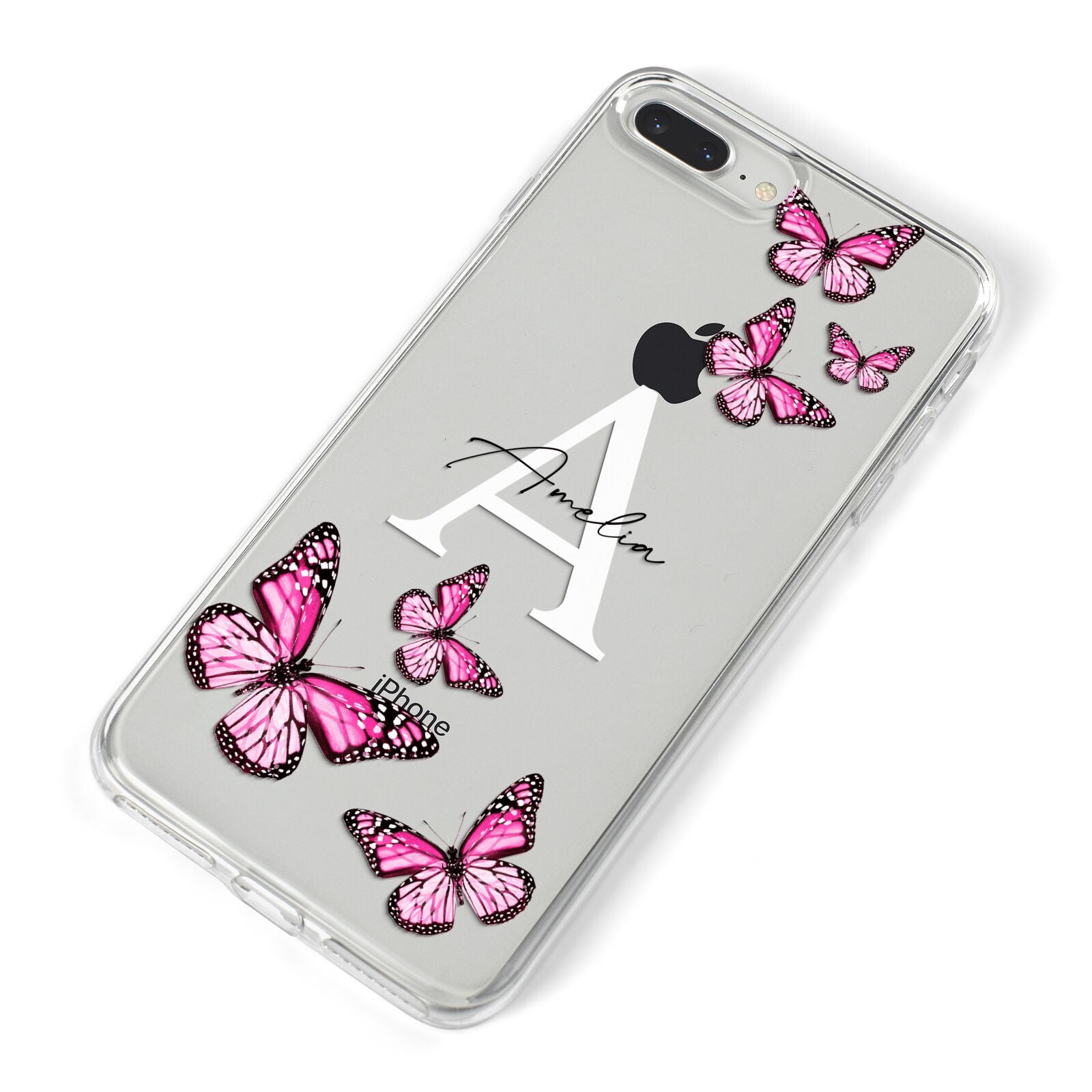 Personalised Butterfly iPhone 8 Plus Bumper Case on Silver iPhone Alternative Image