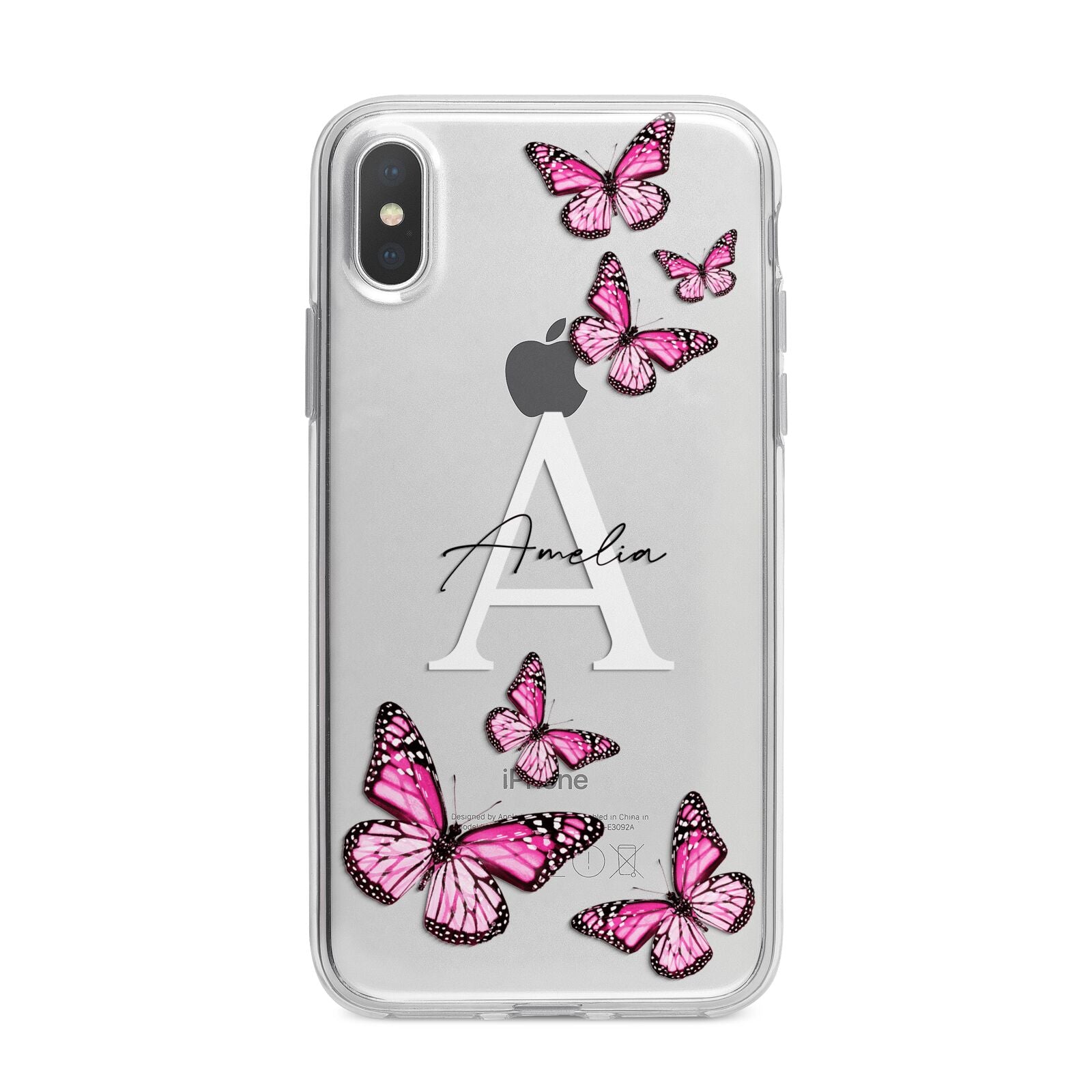 Personalised Butterfly iPhone X Bumper Case on Silver iPhone Alternative Image 1