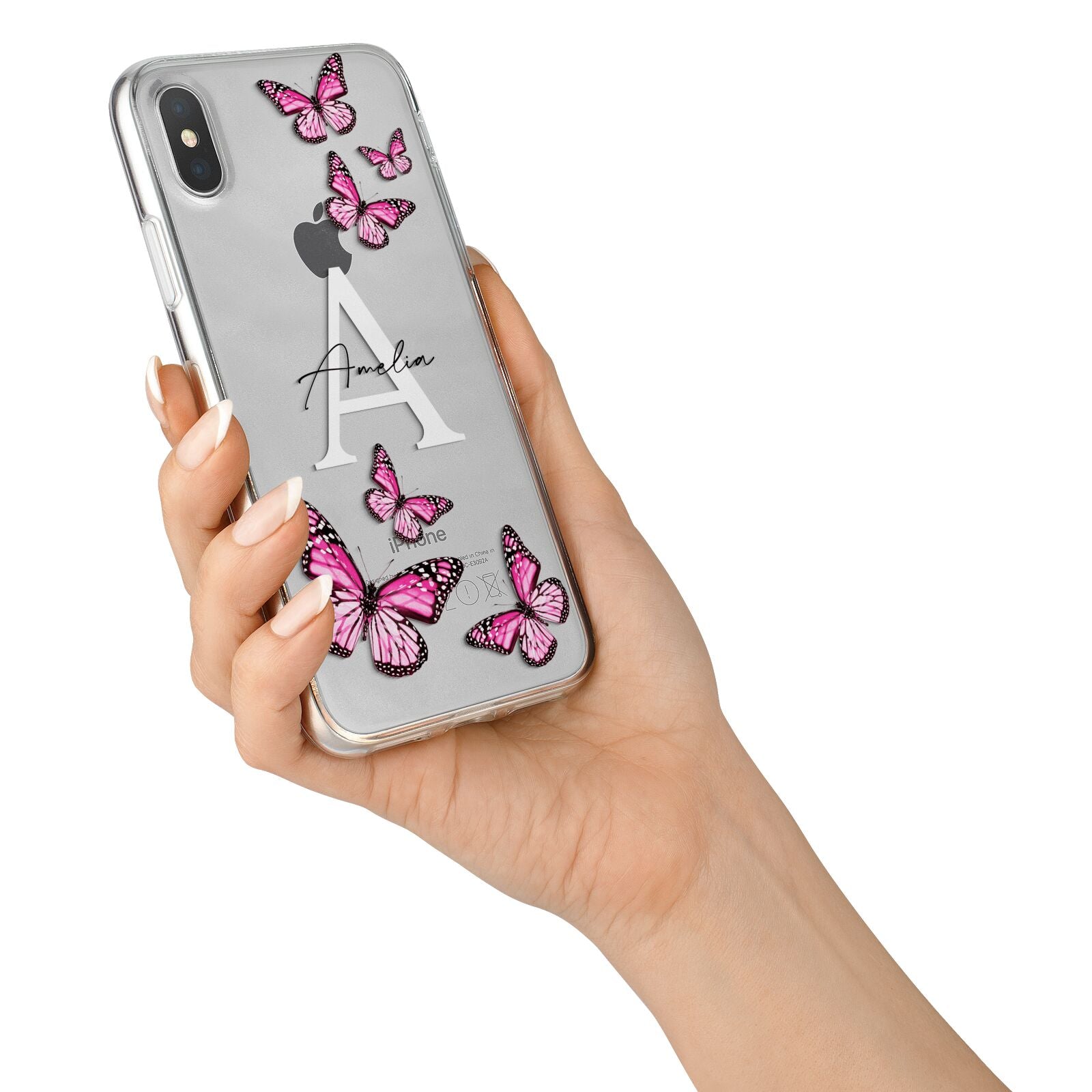 Personalised Butterfly iPhone X Bumper Case on Silver iPhone Alternative Image 2