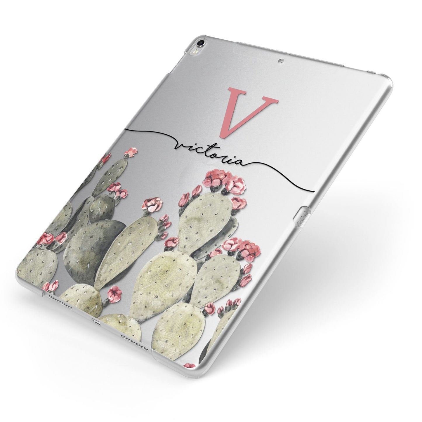 Personalised Cacti Apple iPad Case on Silver iPad Side View