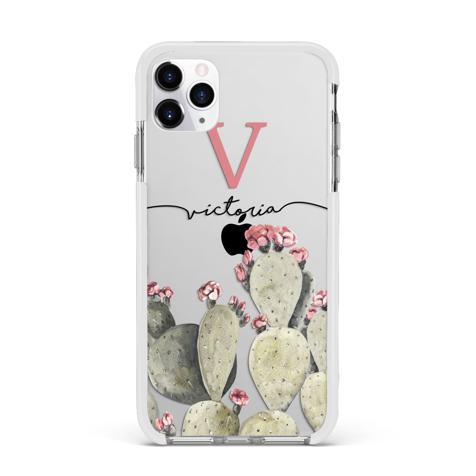 Personalised Cacti Apple iPhone 11 Pro Max in Silver with White Impact Case