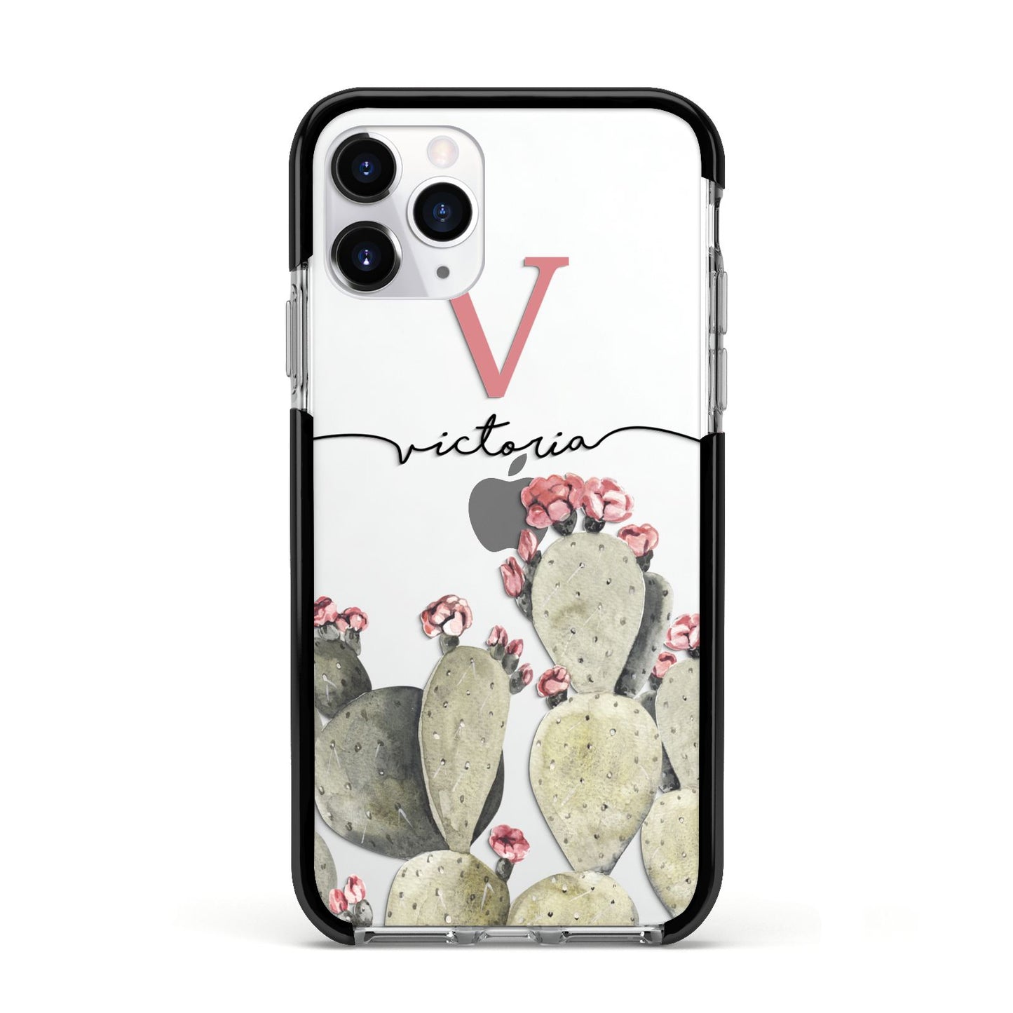Personalised Cacti Apple iPhone 11 Pro in Silver with Black Impact Case