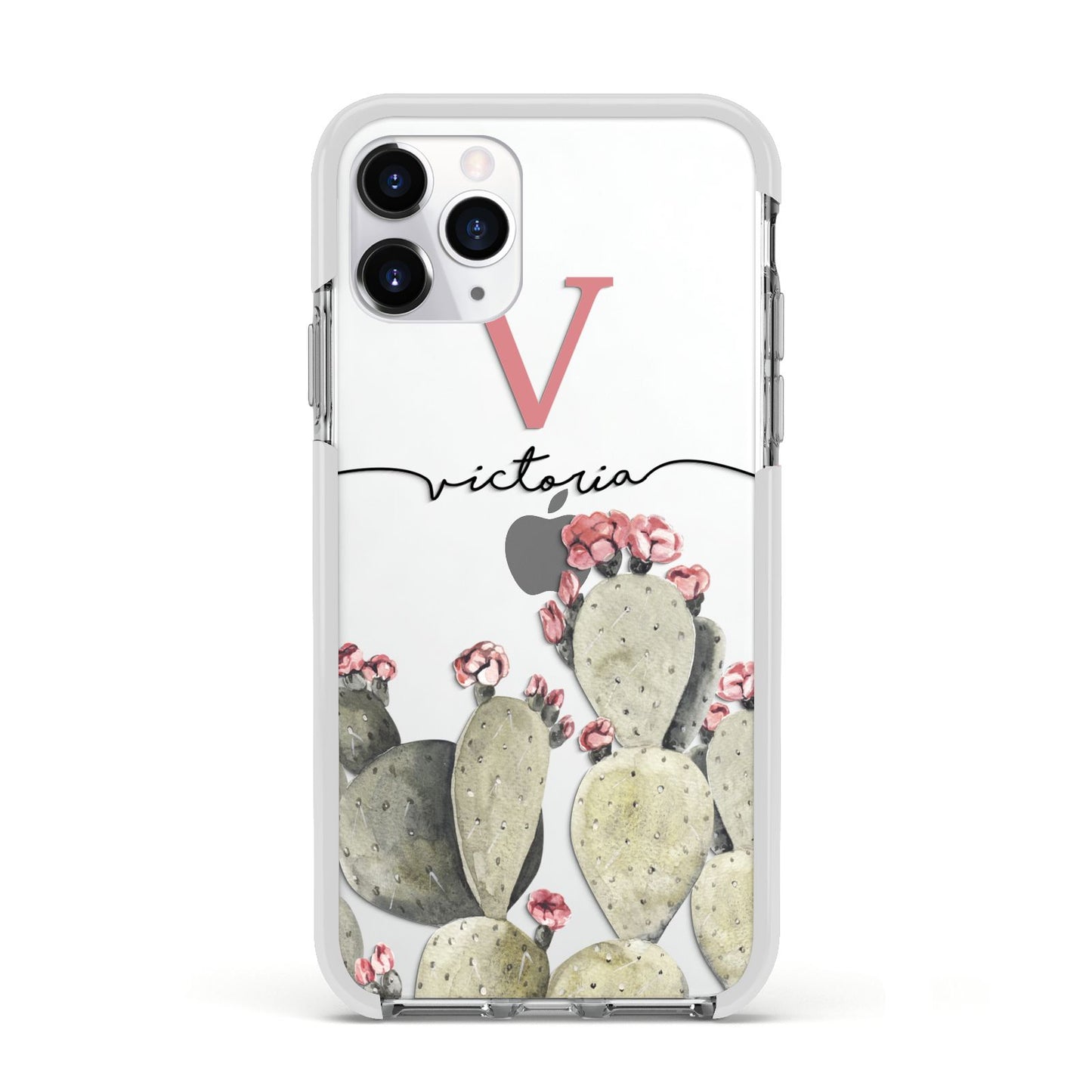 Personalised Cacti Apple iPhone 11 Pro in Silver with White Impact Case