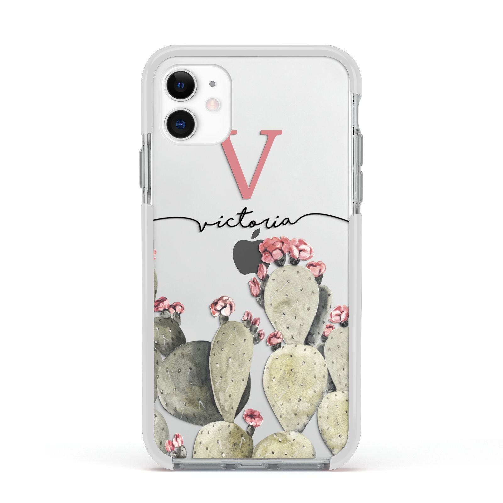 Personalised Cacti Apple iPhone 11 in White with White Impact Case