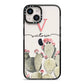 Personalised Cacti iPhone 14 Black Impact Case on Silver phone