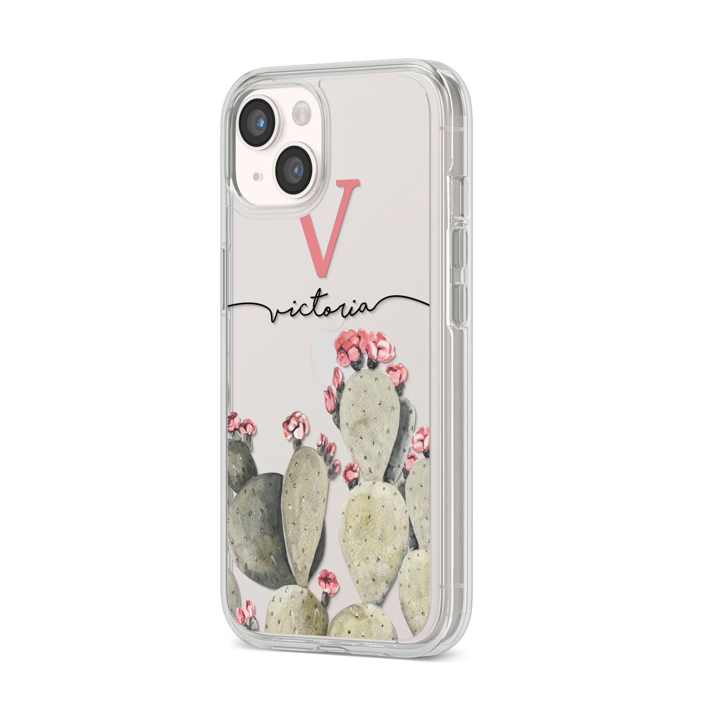 Personalised Cacti iPhone 14 Clear Tough Case Starlight Angled Image