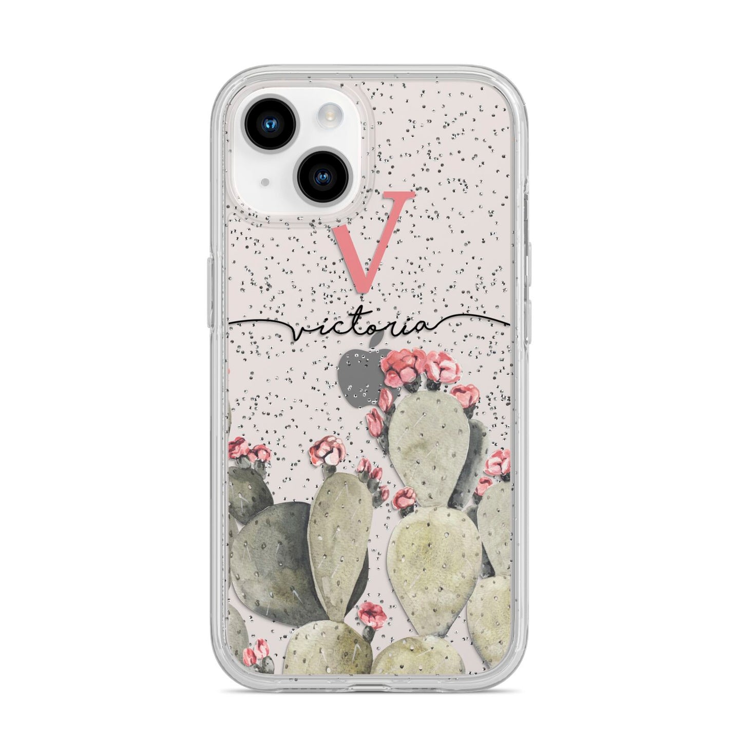 Personalised Cacti iPhone 14 Glitter Tough Case Starlight