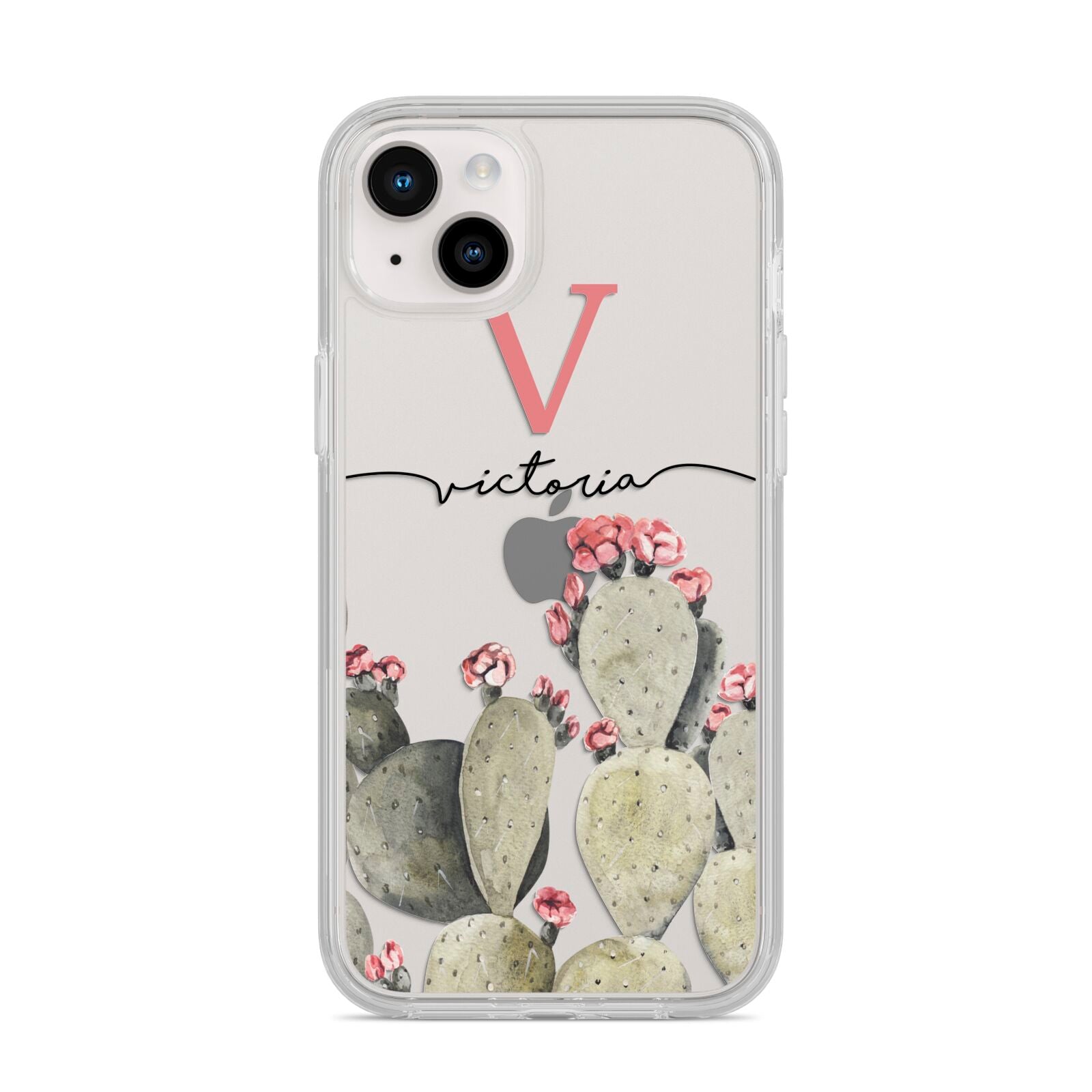 Personalised Cacti iPhone 14 Plus Clear Tough Case Starlight