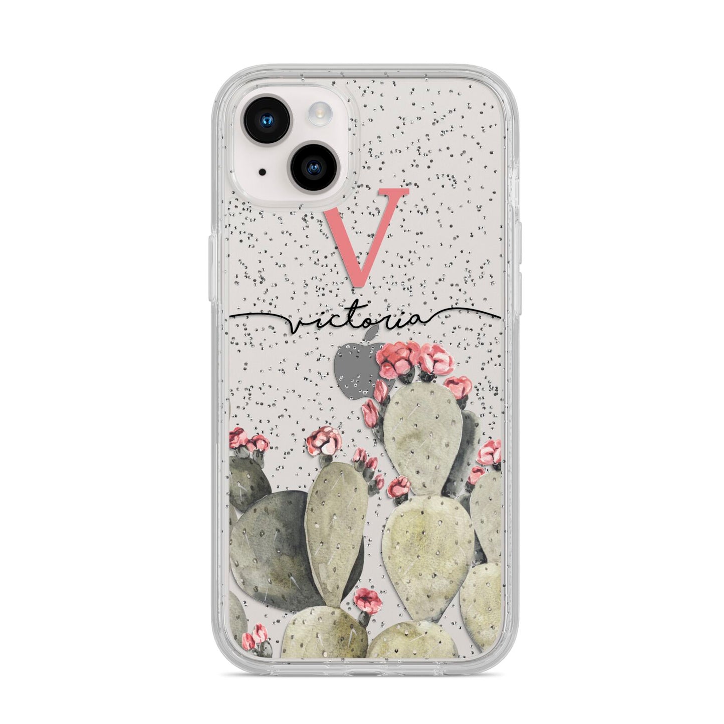 Personalised Cacti iPhone 14 Plus Glitter Tough Case Starlight