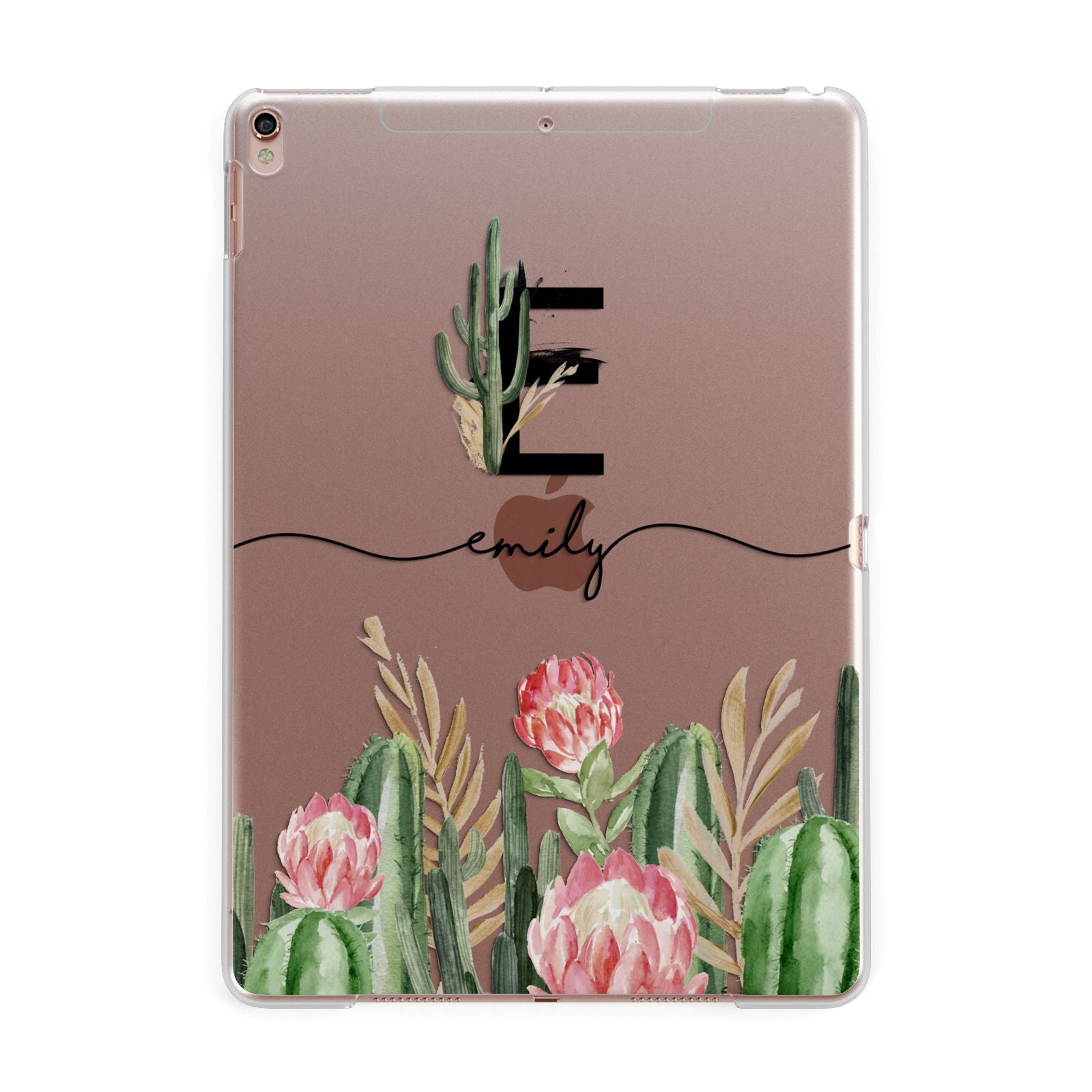 Personalised Cactus Apple iPad Rose Gold Case