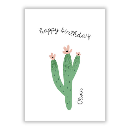 Personalised Cactus Birthday A5 Flat Greetings Card