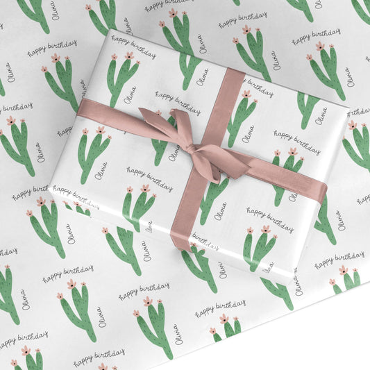 Personalised Cactus Birthday Custom Wrapping Paper
