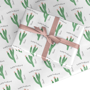 Personalisiertes Kaktus-Geburtstags-Geschenkpapier