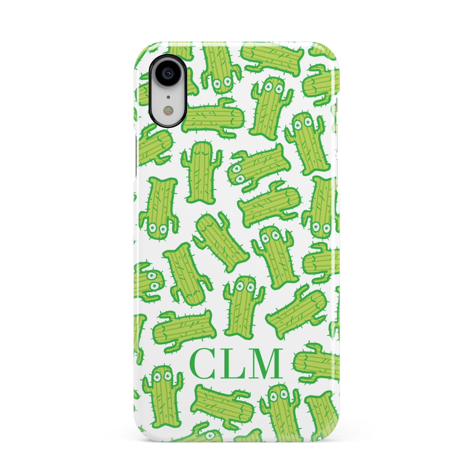 Personalised Cactus Initials Apple iPhone XR White 3D Snap Case
