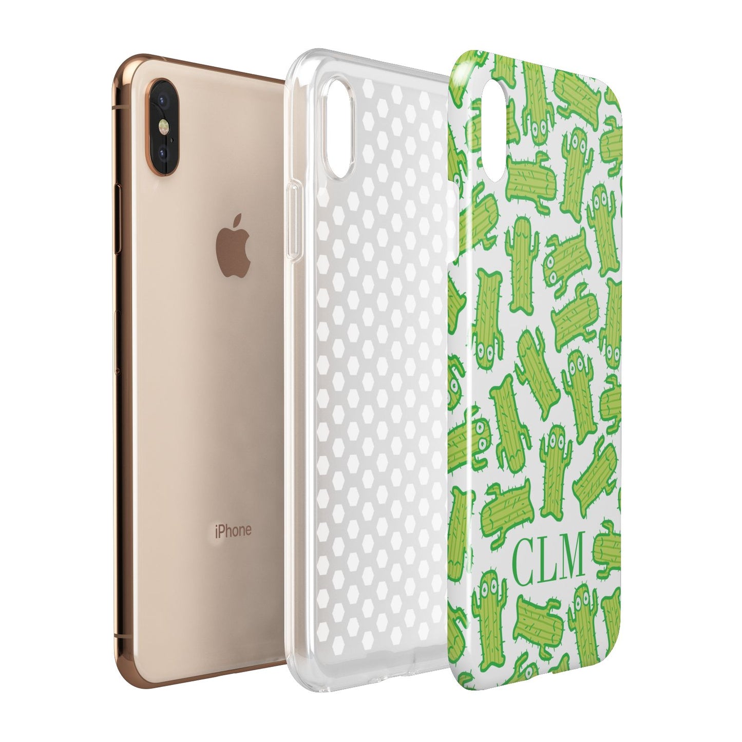 Personalised Cactus Initials Apple iPhone Xs Max 3D Tough Case Expanded View
