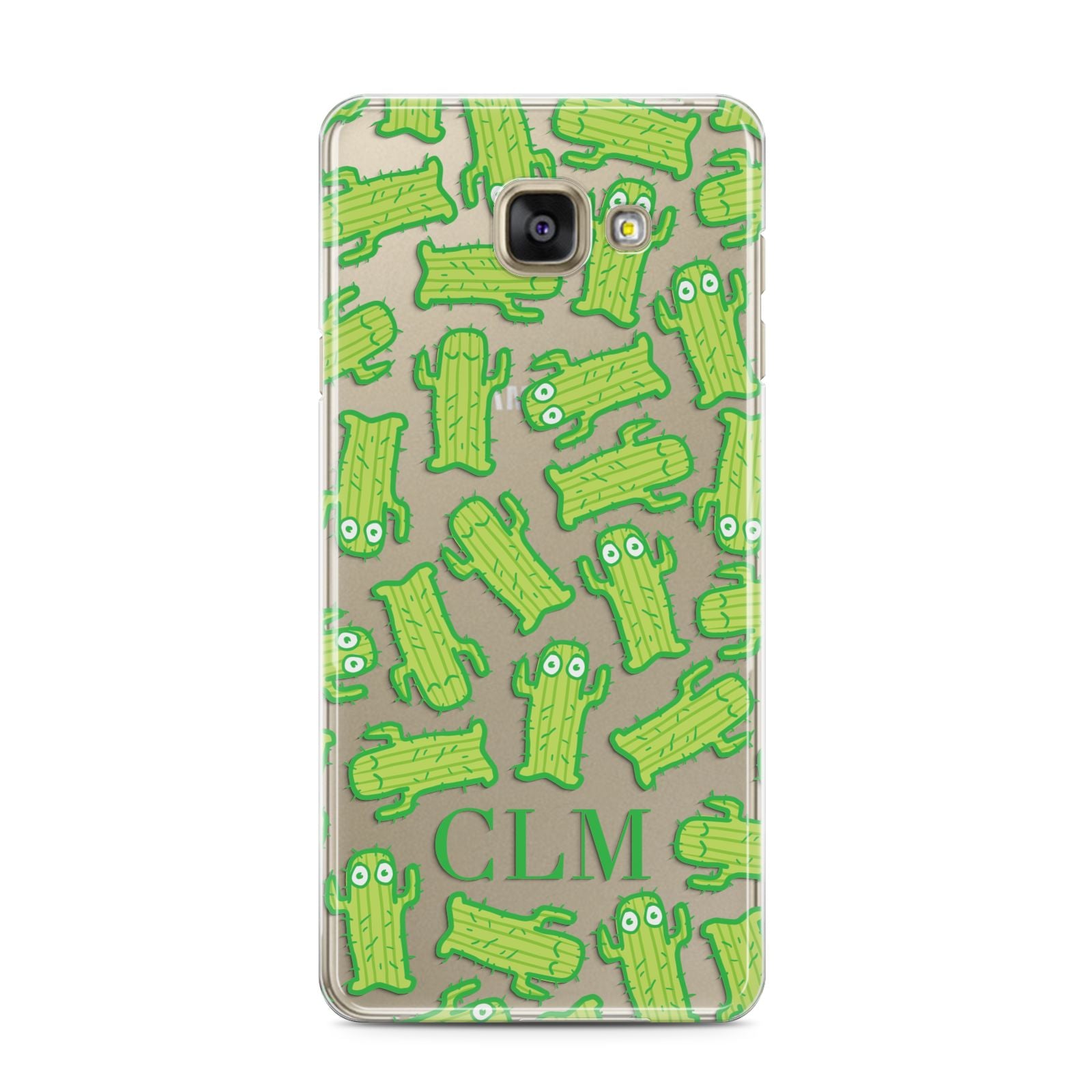 Personalised Cactus Initials Samsung Galaxy A3 2016 Case on gold phone