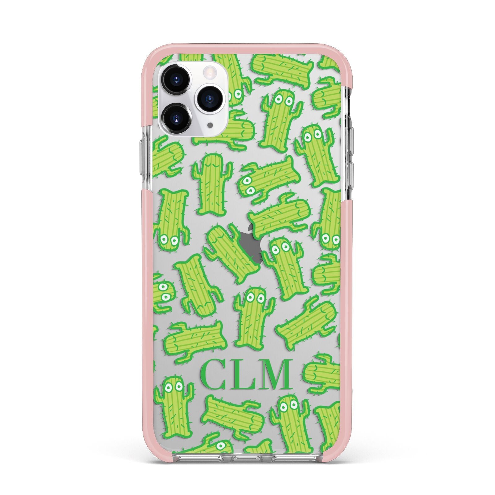Personalised Cactus Initials iPhone 11 Pro Max Impact Pink Edge Case