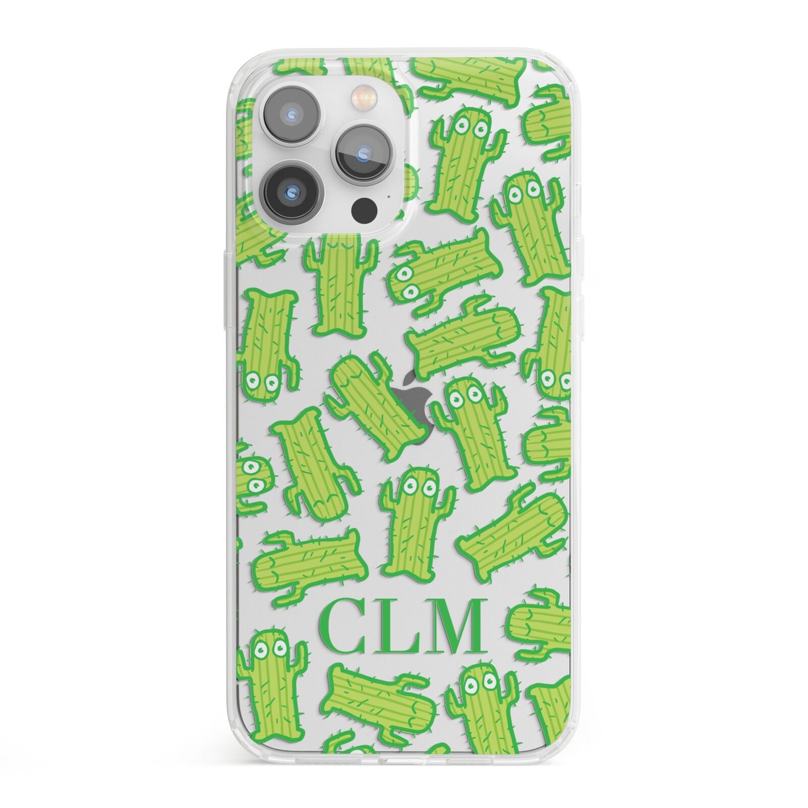 Personalised Cactus Initials iPhone 13 Pro Max Clear Bumper Case